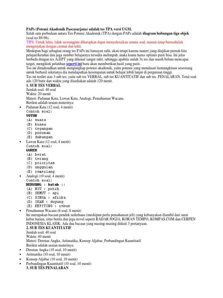 Contoh Soal Tpa Paps Ugm Pdf - Berbagi Contoh Soal