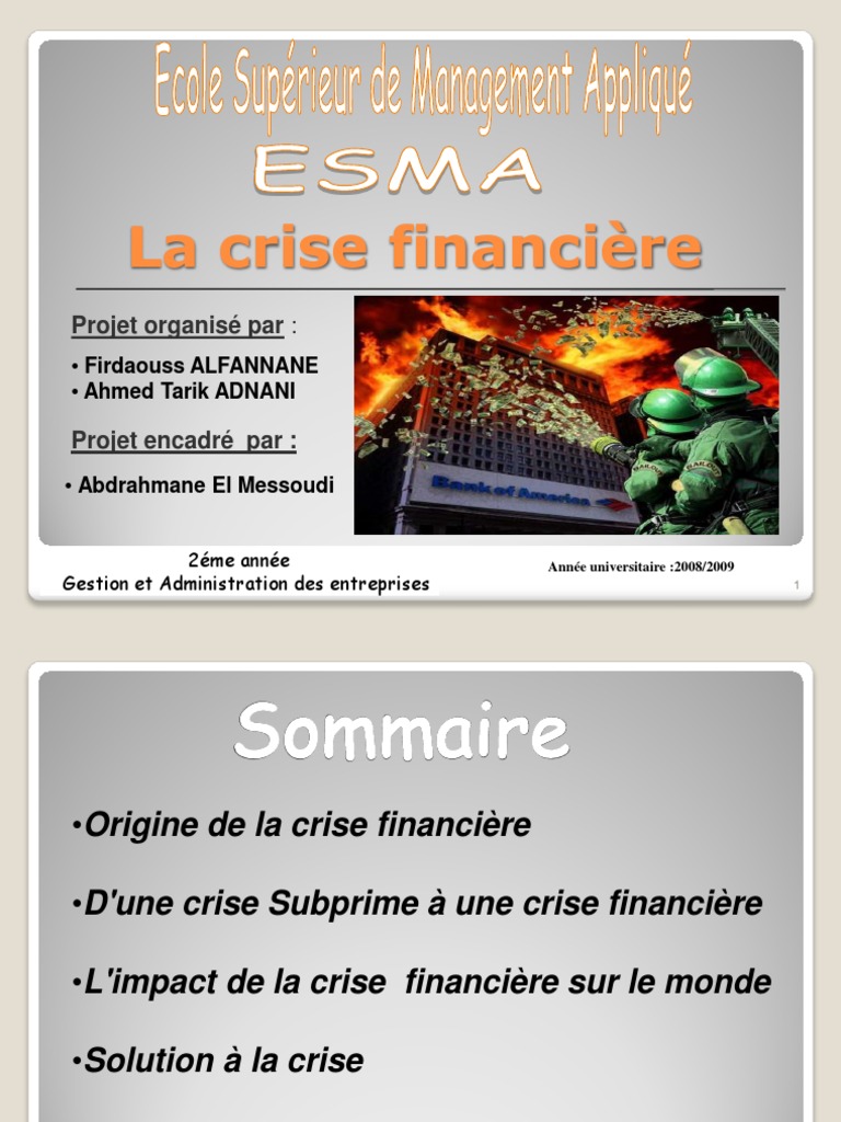 Crise financière de 2008 : causes et impacts | PDF | Crise financière ...