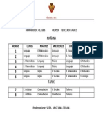 Horario Clases 2013 Tercero