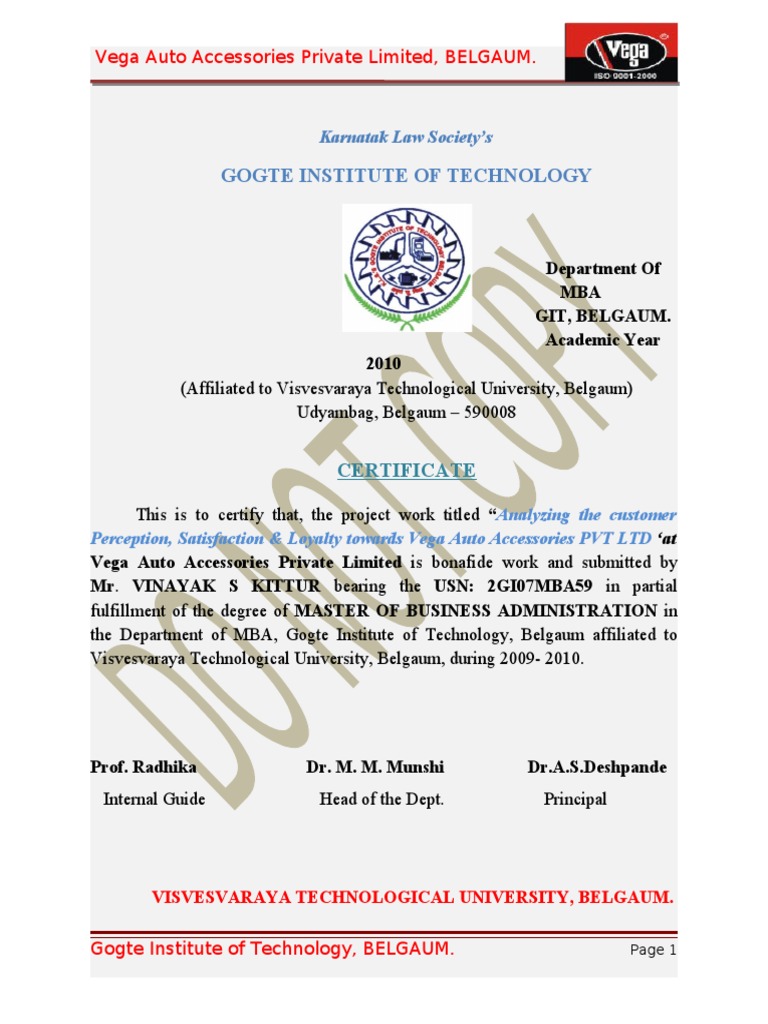 Analyzing The Customer Perception Satisfaction Loyalty Towards Vega