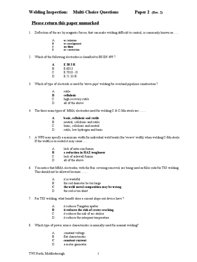 Cswip Paper 2 | PDF | Welding | Construction