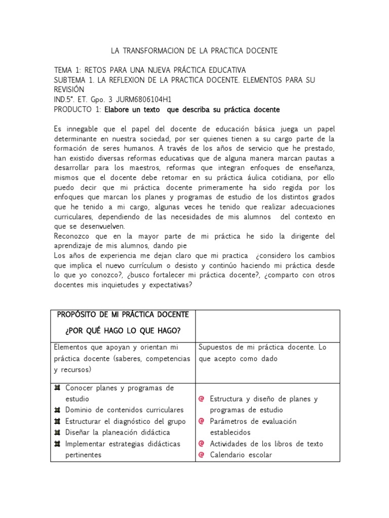 La Transformacion de La Practica Docente | PDF | Evaluación | Plan de ...