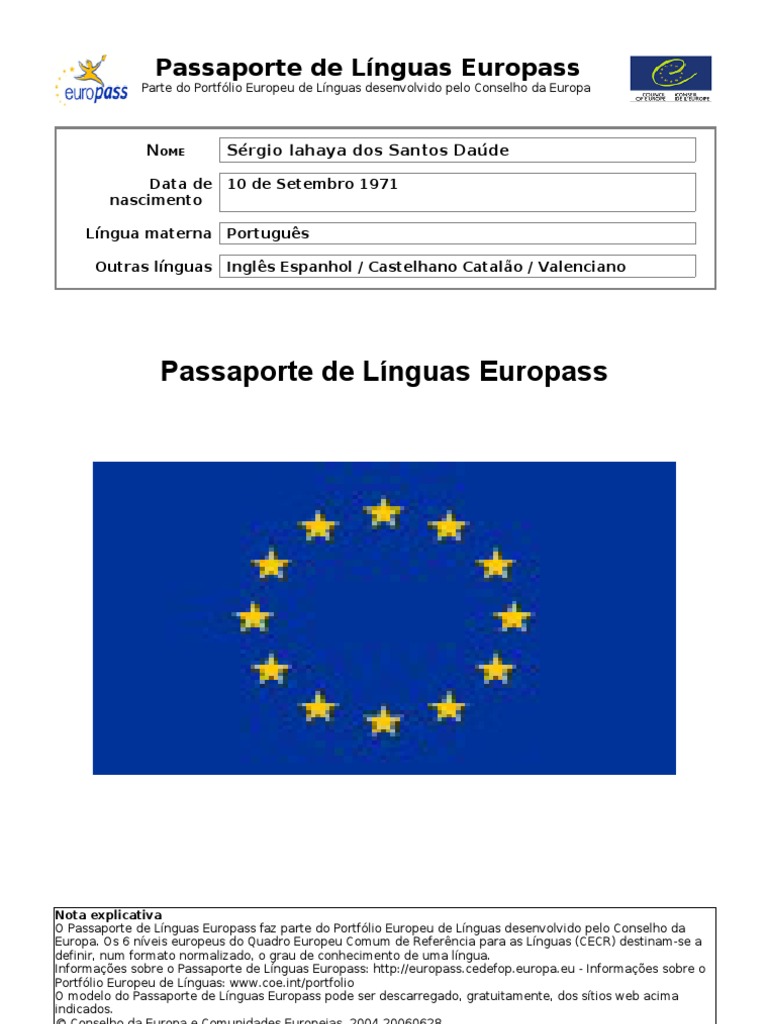 Passaporte de Línguas Europass | PDF | Espanhol (idioma) | Linguística