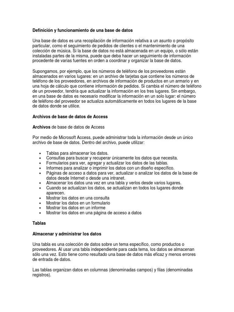 Definición de tabla en base de datos | PDF | Tabla (base de datos ...