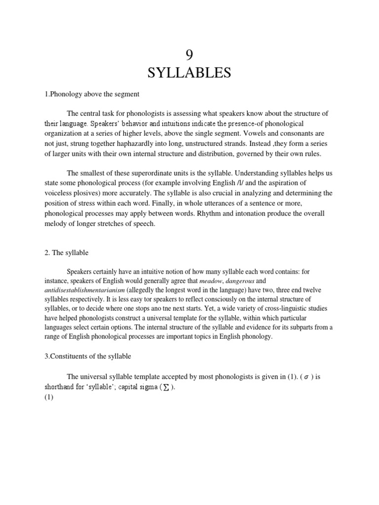 Syllable Structure of 'bo': Onset, Nucleus, Coda | PDF | Syllable ...
