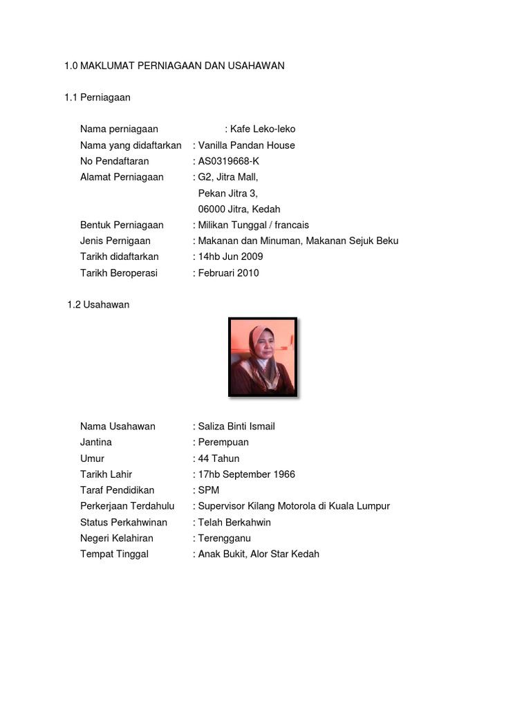 Contoh Contoh Nama Perniagaan Milikan Tunggal - mmaudit