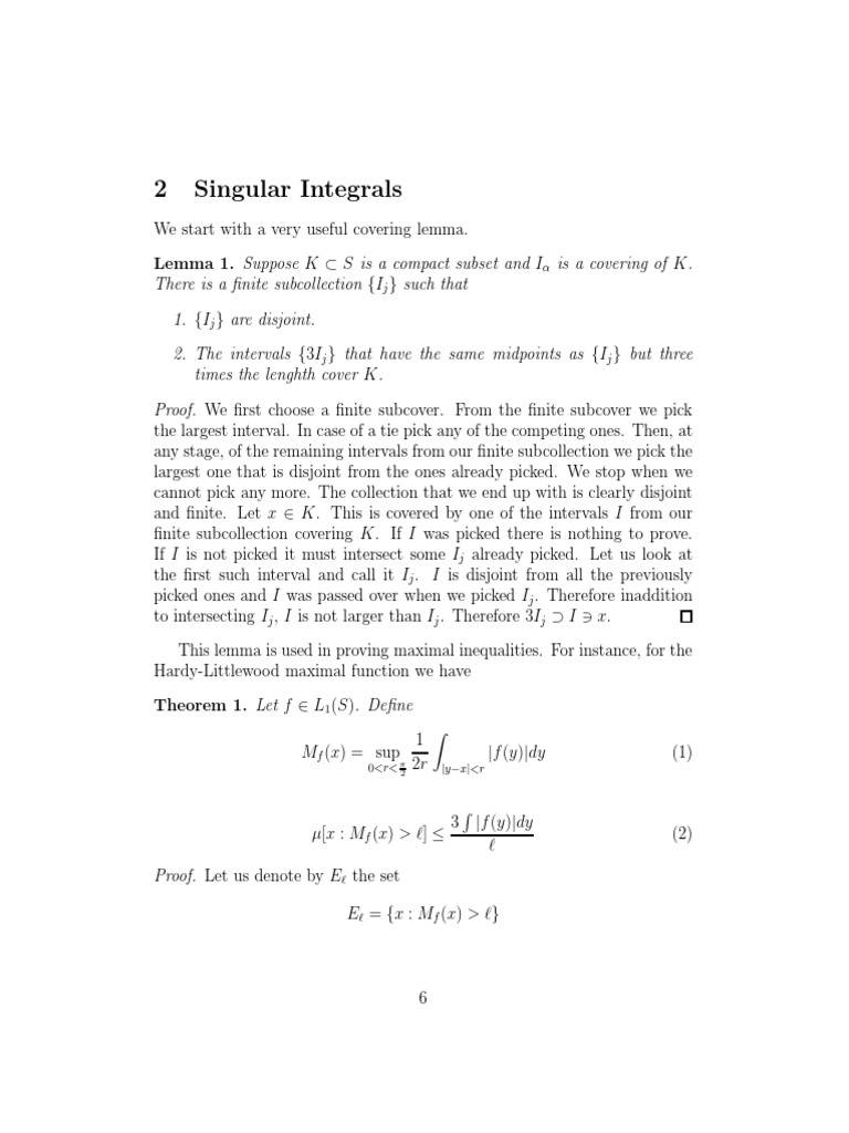 Singular Integrals and Maximal Inequalities | PDF | Mathematical ...