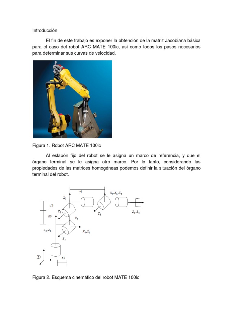 Matriz Jacobiana del Robot ARC MATE 100ic | PDF | Matriz (Matemáticas ...