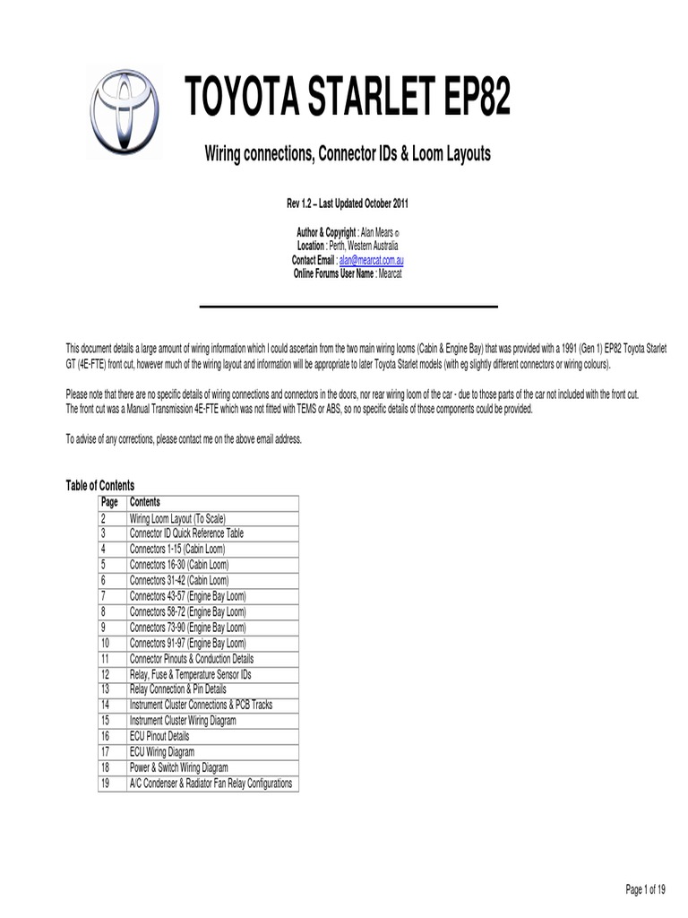 EP82 Starlet Wiring and Connectors_2 | Air Conditioning | Electrical  Connector