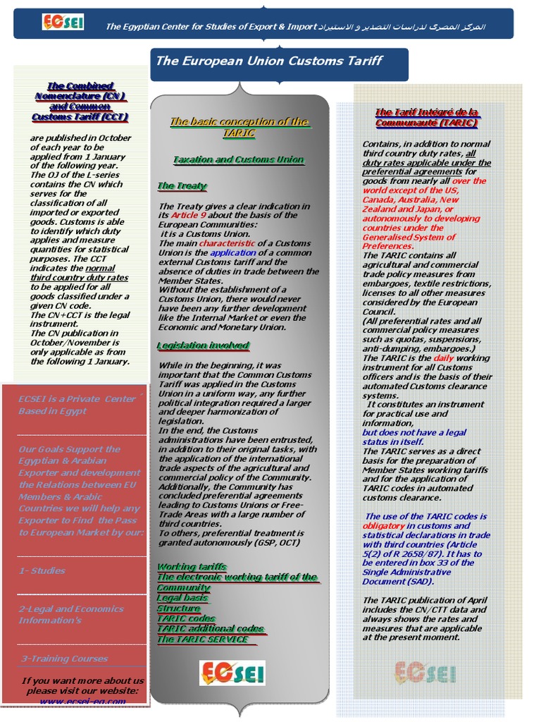 The European Union Customs Tariff | PDF