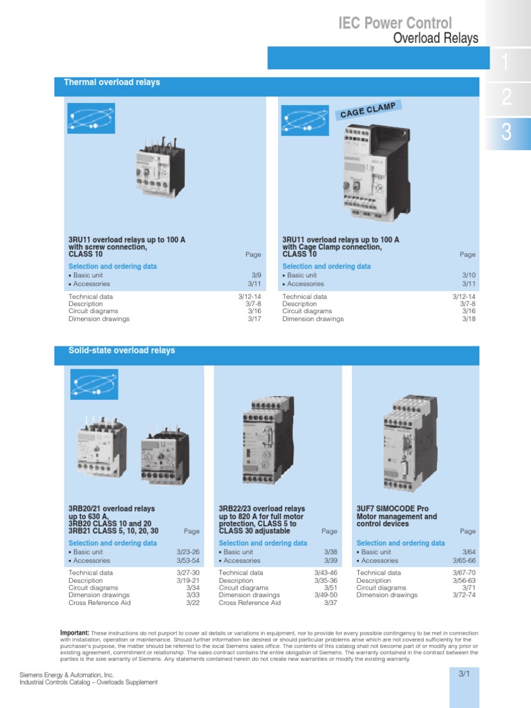 Siemens Iec Overload Relay Supplement Relay Fuse (Electrical)