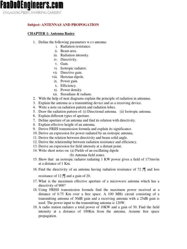 Antennas Important Questions PDF Antenna (Radio) Radio Propagation