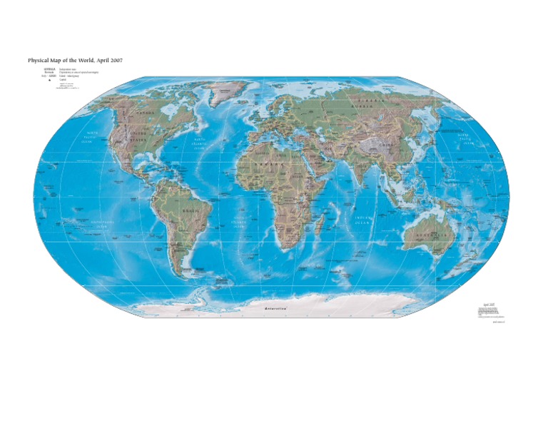 CIA - World Factbook - Reference Map - physical world - April 2007
