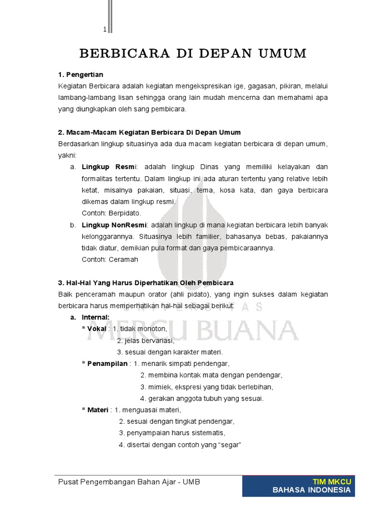 Modul 6 Materi 4 Berbicara Di Depan Umum