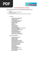 The Oracle Apps Modules Covers in Oracle Manufacturing Training Course Are