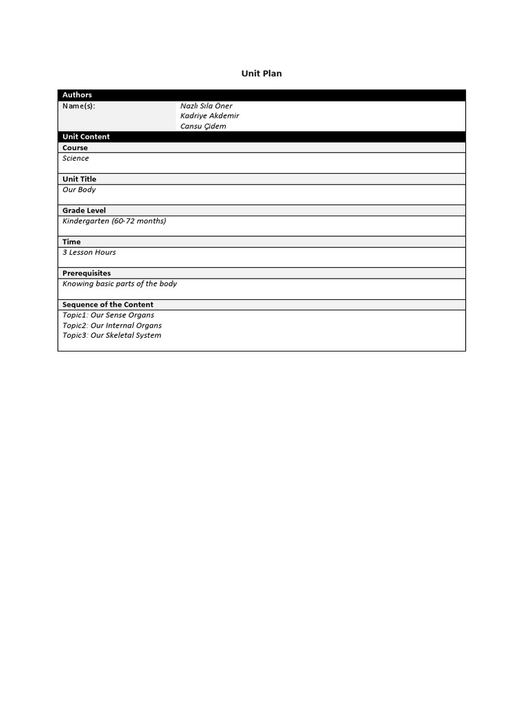 Unit Plan | PDF | Lesson Plan | Teachers