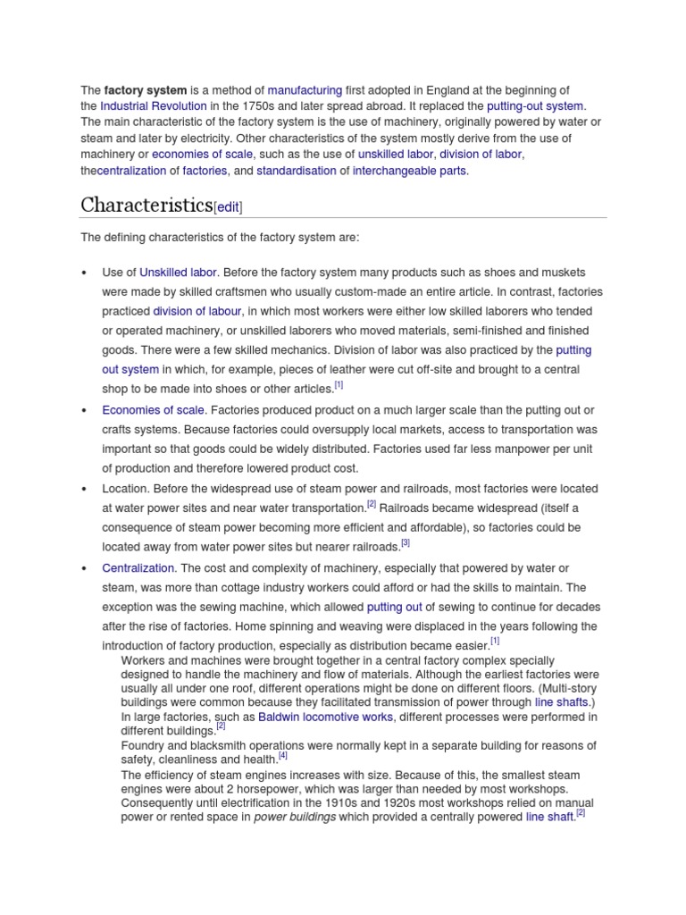 The Rise of the Factory System Characteristics and Impact of the Early