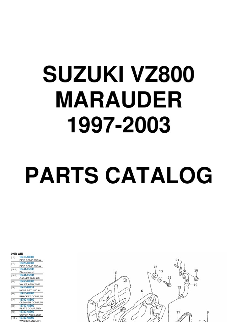 Suzuki VZ800 Marauder Parts Catalog 1997 2003 | PDF | Screw