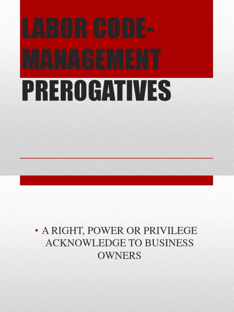 Management Prerogatives in Labor Code | PDF | Layoff | Employment