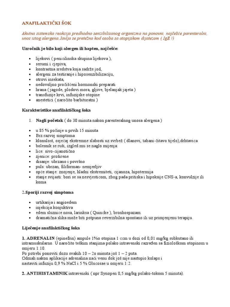 Anafilaktički Šok | PDF