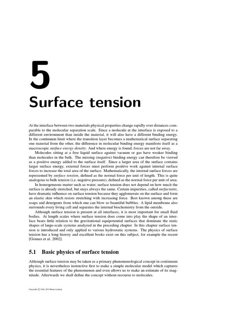 Surface Tension Contact Angle PDF Drop (Liquid) Curvature