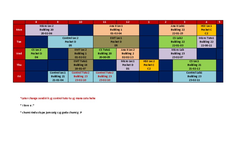 Student Class Schedule | PDF | Technology & Engineering