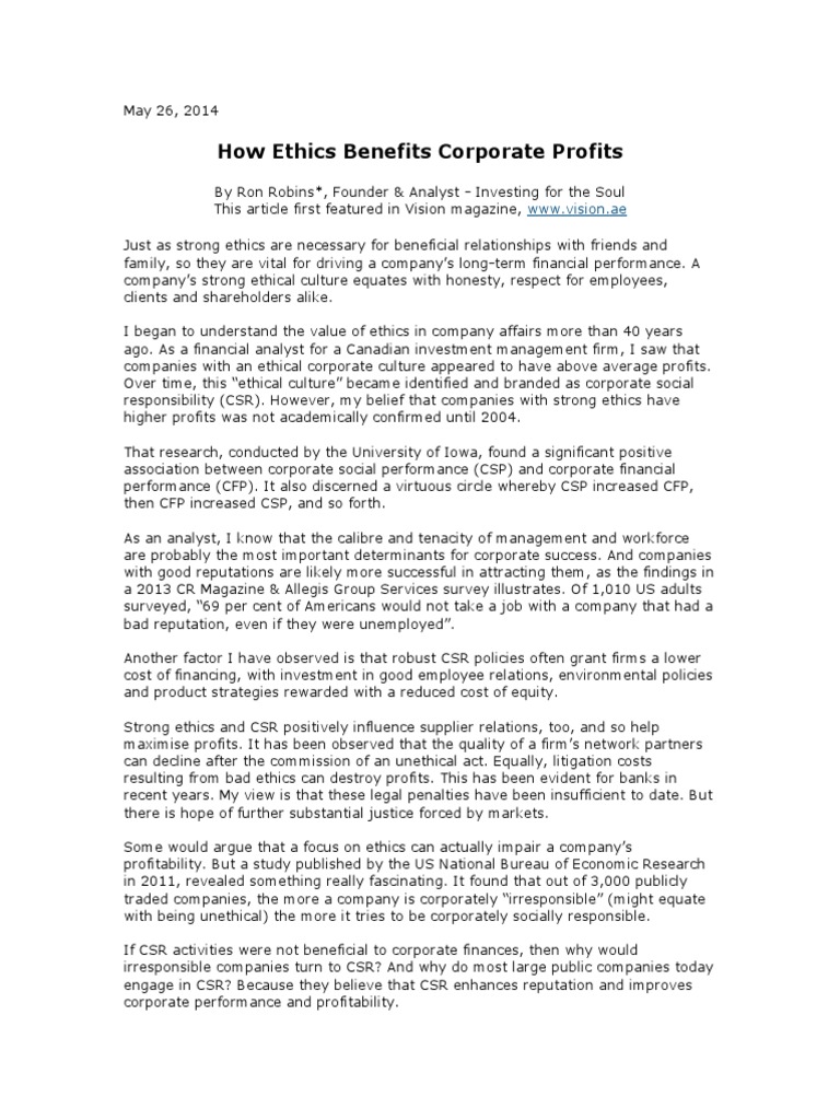 What is more important ethics or profit essay picture