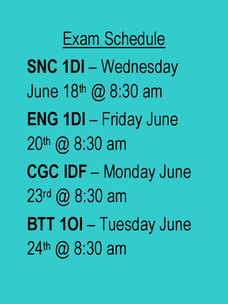 Exam Schedule | PDF