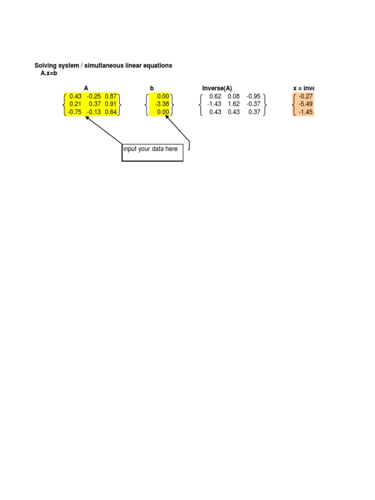Solving Linear Equations with Inverse Matrix | PDF