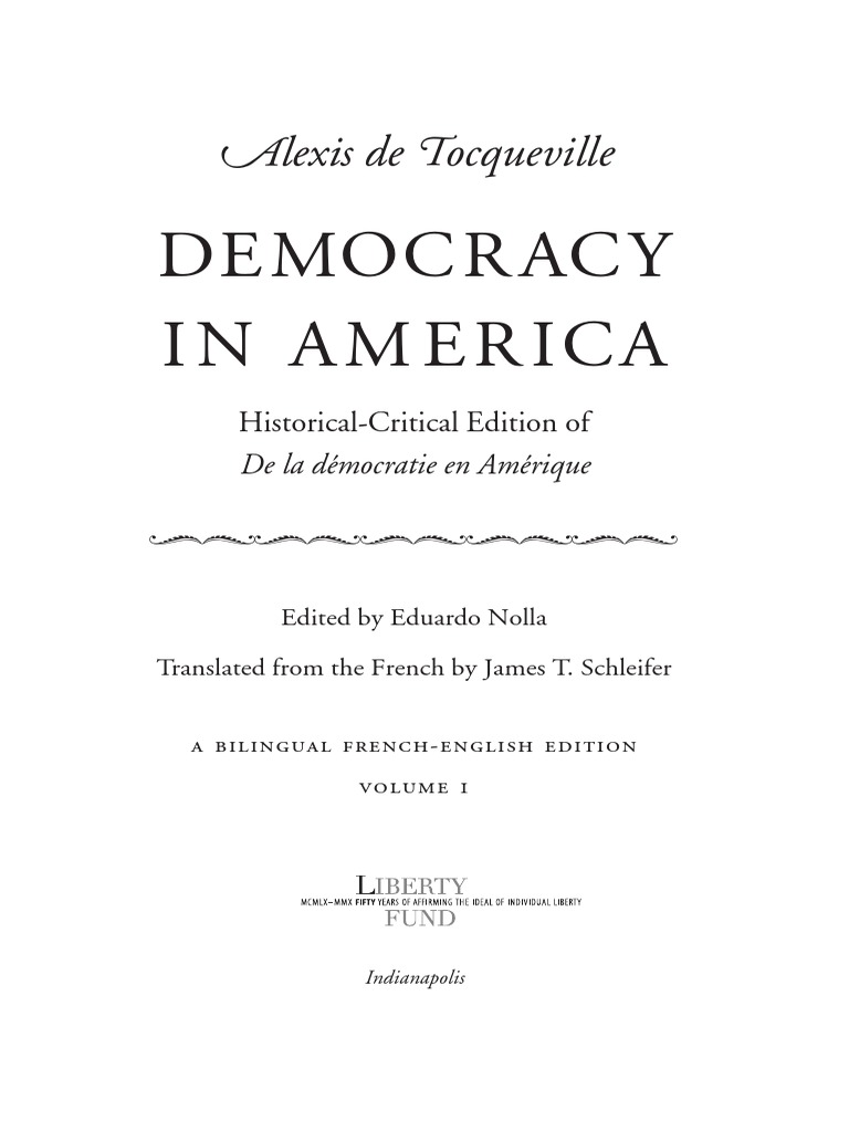 Alexis De Tocqueville Democracy In America Pdf