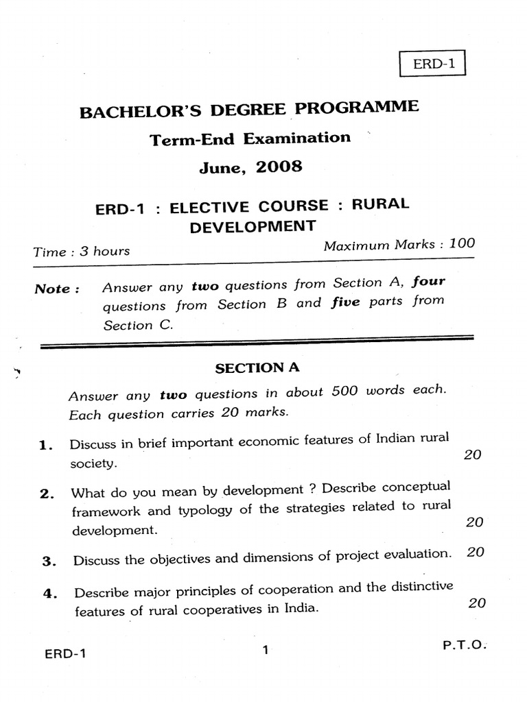 Rural Development Exam Questions 2008 | PDF | Business