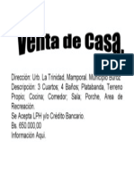 Aviso Venta de Casa