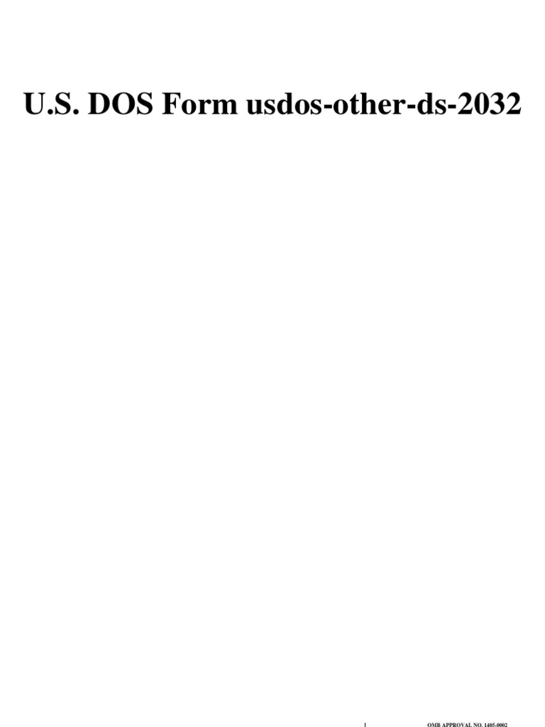 U.S. DOS Form Usdos Other Ds 2032 | Government Of The United States ...