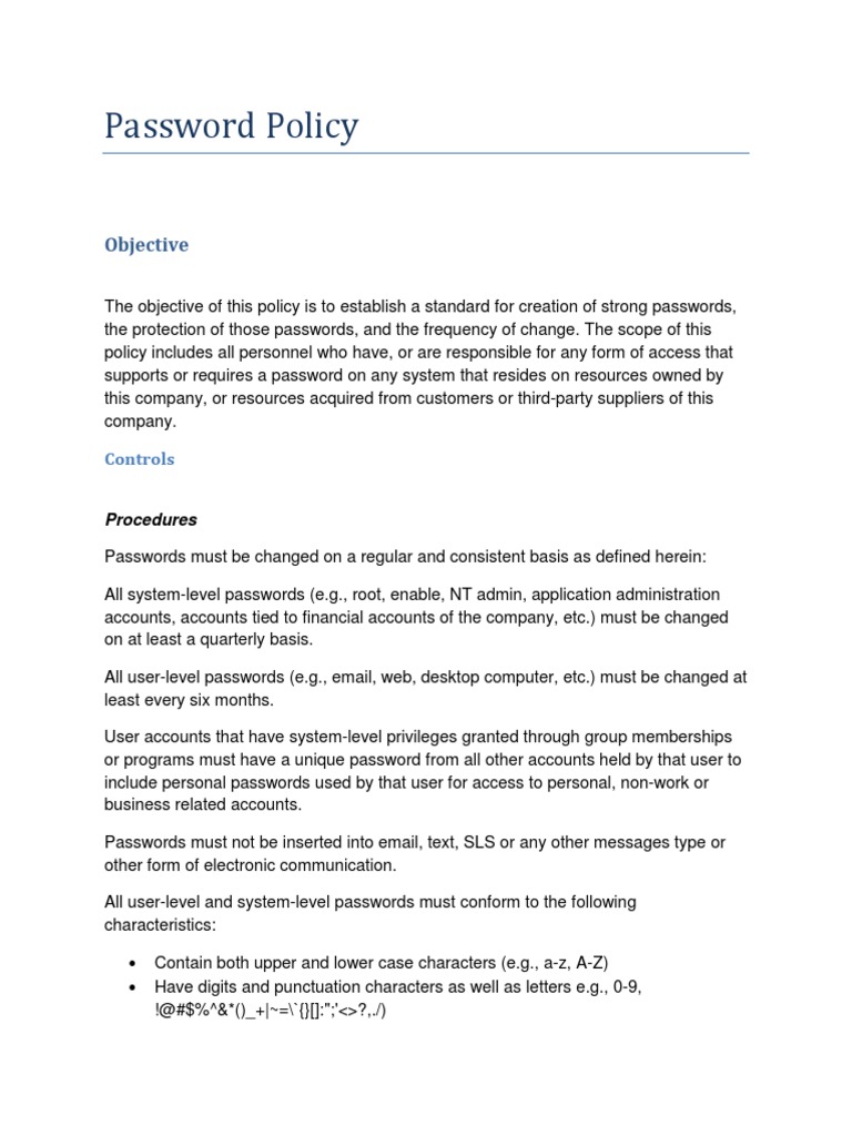 Corporate Password Management Policy | PDF | Career & Growth