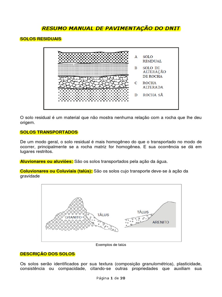 Resumo Manual de Pavimentação Do Dnit - Ok | Download grátis PDF ...