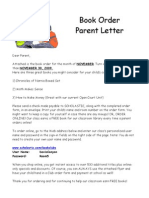 Scholastic Book Order (Parent Letter)