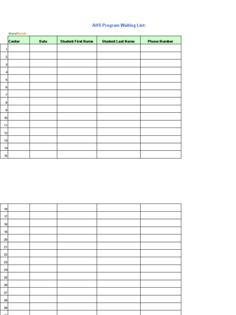 AHS Waiting List PDF
