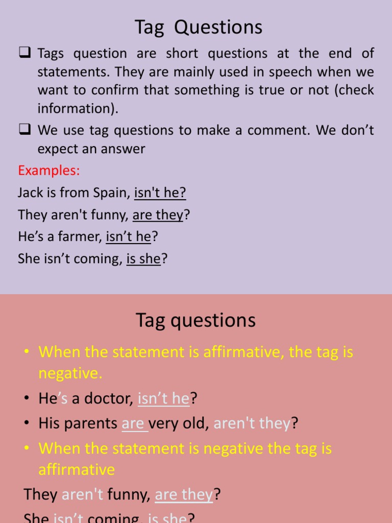 Tag Questions Adverb Noun