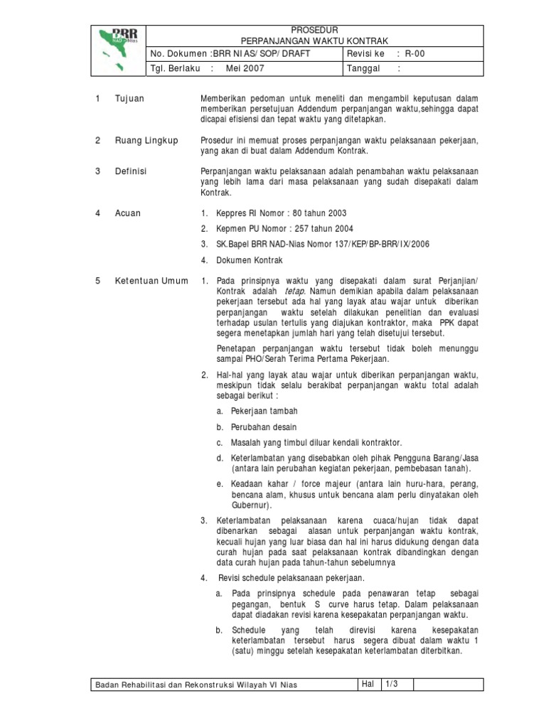 Contoh Surat Addendum Perpanjangan Waktu Kerja