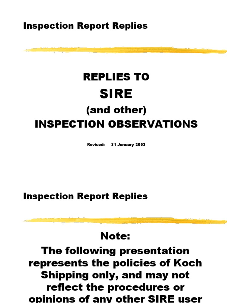SIRE Inspection Response Guidelines | PDF | Transport | Business