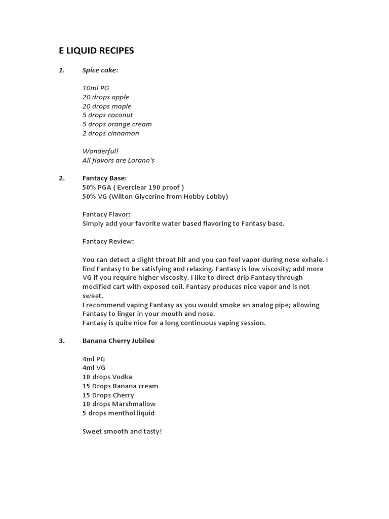 e-liquid recipes E-Liquid – How to DIY main image 0