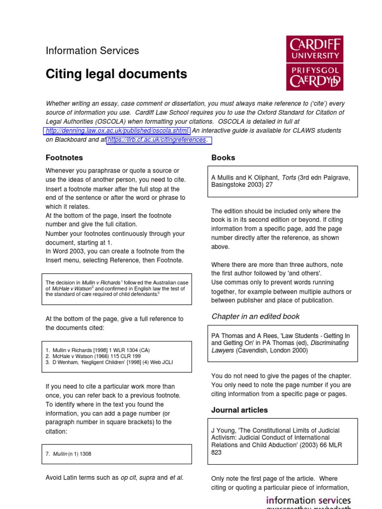 Law023 Citing Legal Documents Citation