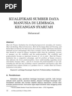 Kualifikasi Sumber Daya Manusia Di Lembaga Keuangan Syari'ah