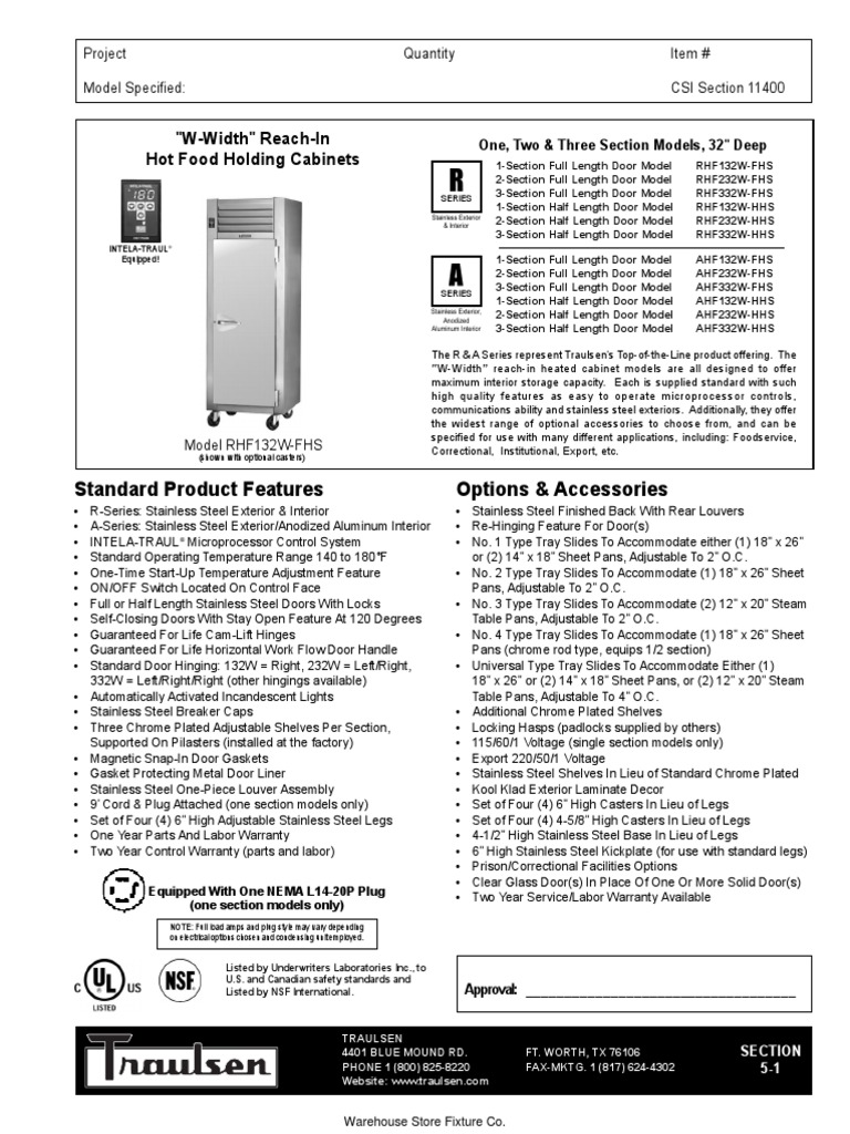 Traulsen RHF - AHF Hot Food Holding Cabinet | PDF | Door | Cookware And ...