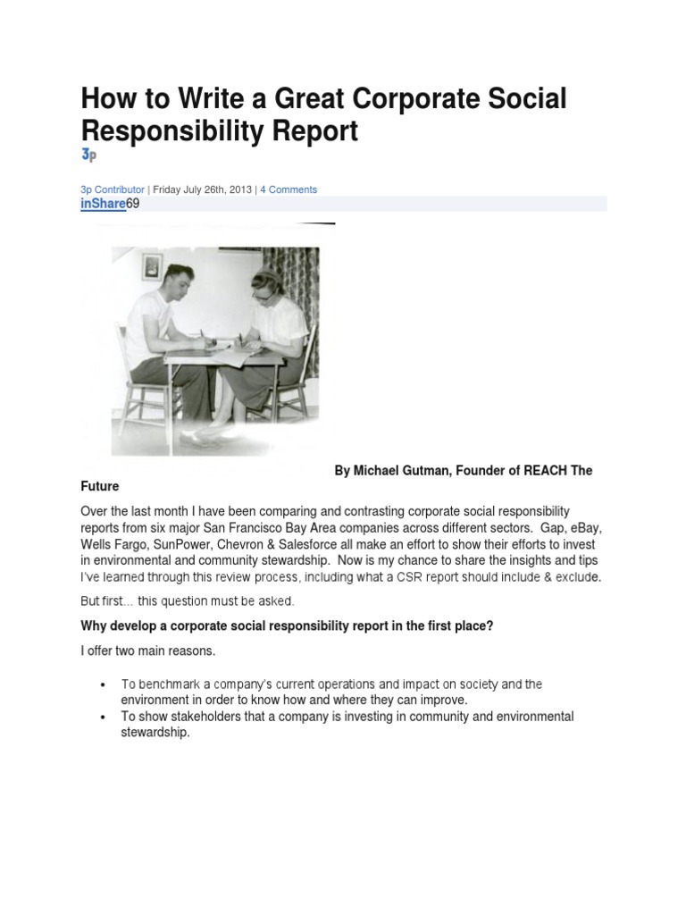 How To Write A Great Corporate Social Responsibility Report | PDF ...
