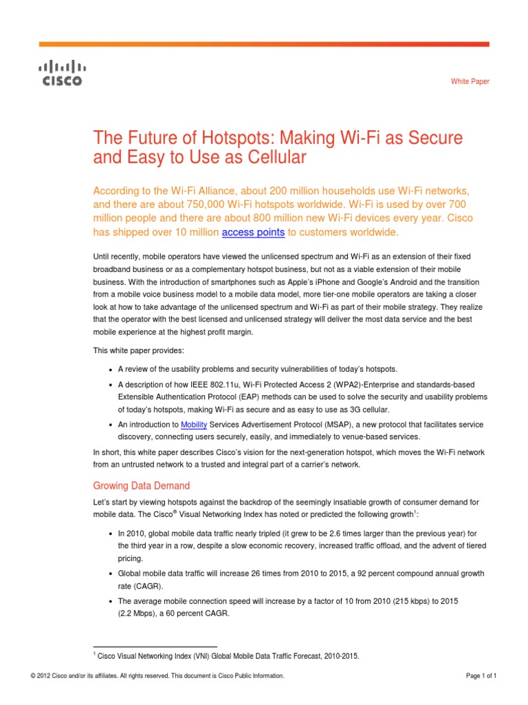 The Future of Hotspots Making Wi-Fi As Secure | PDF | Wi Fi ...