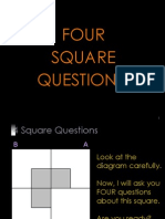 Four Square Math Questions Divided Into Equal Pieces