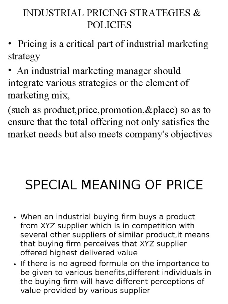 Industrial Pricing Strategies Overview | PDF | Demand | Pricing