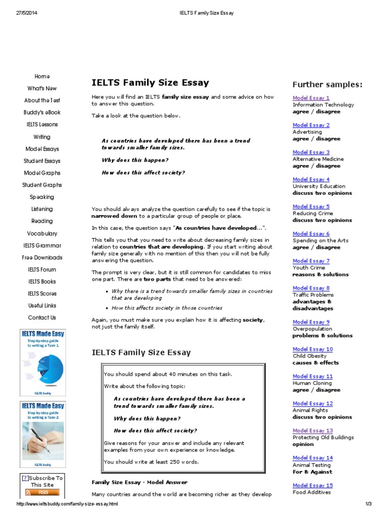 family size essay ielts