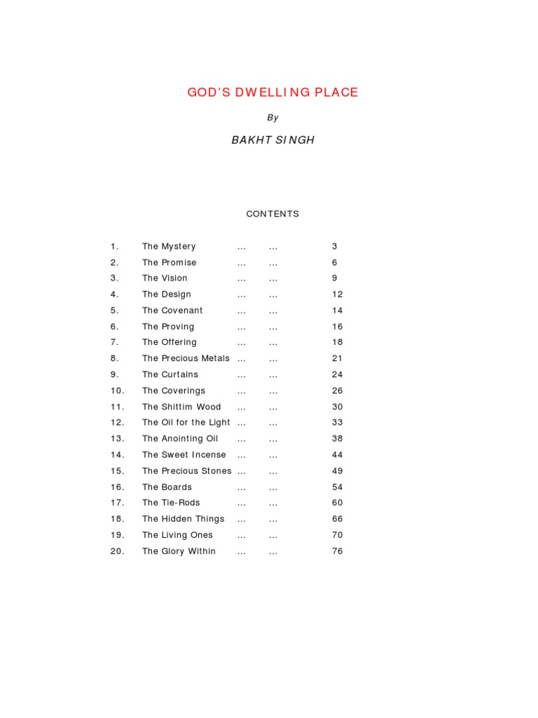 God S Dwelling Place | PDF | Holy Of Holies | Tabernacle